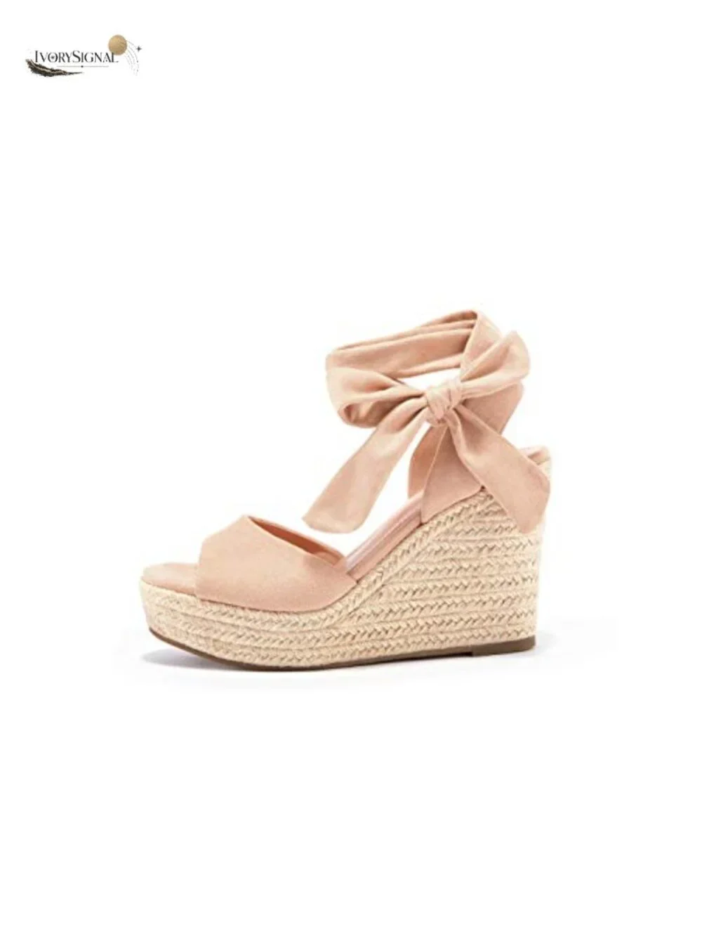 4 inch Espadrille Wedge Sandals Ankle Strap Lace Up Platform Heels Faux Suede